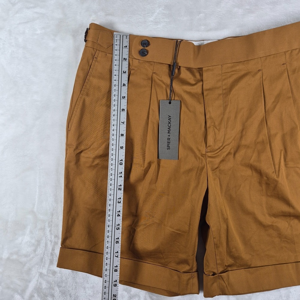 Spier & Mackay Shorts Men's 38 Brown High Rise Pleated Cuffed Adjustable NWT - Picture 3 of 8